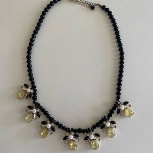 LOFT Black Beaded Necklace with Yellow Teardrop and Pearl Accents